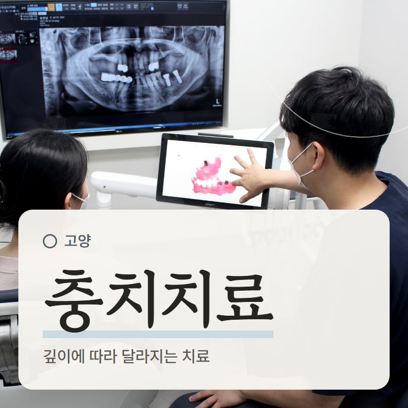 태블릿으로 치아 상태를 설명하는 장면